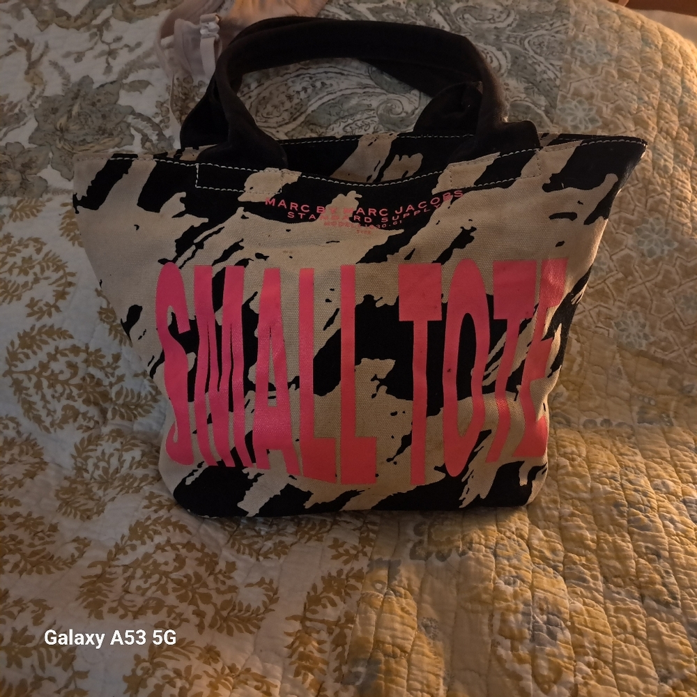 Small tote by Marc Jacobs black khaki and hot pink